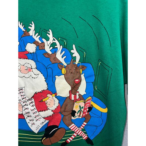 Vintage Santa Shirt Frequent Flyer Upgrades Rudolph Winter Humor Joke Tee XL - Picture 3 of 12